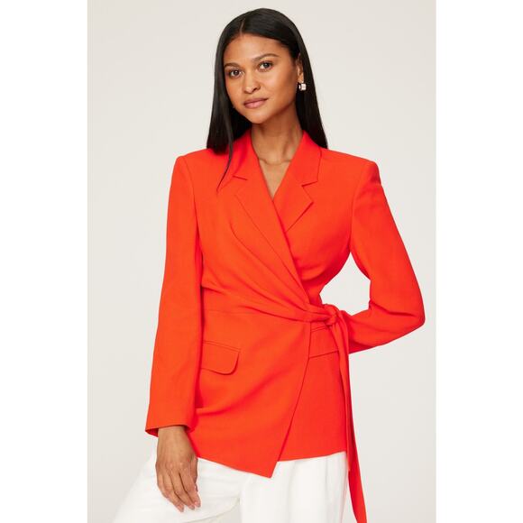 BOSS Burnt Orange Long Sleeve Tie Waist Oversized Blazer Jacket Size US 6 - Picture 3 of 14